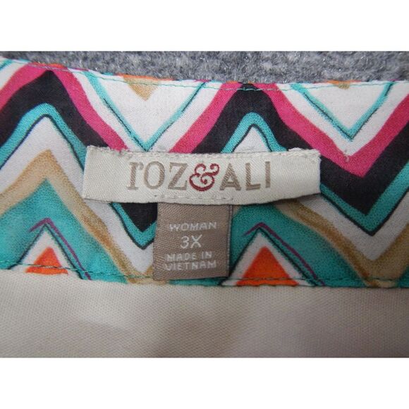 Roz &‎ Ali Blouse Women's Plus Size 3X Geometric Retro Zig Zag Puff Sleeve - Picture 3 of 8